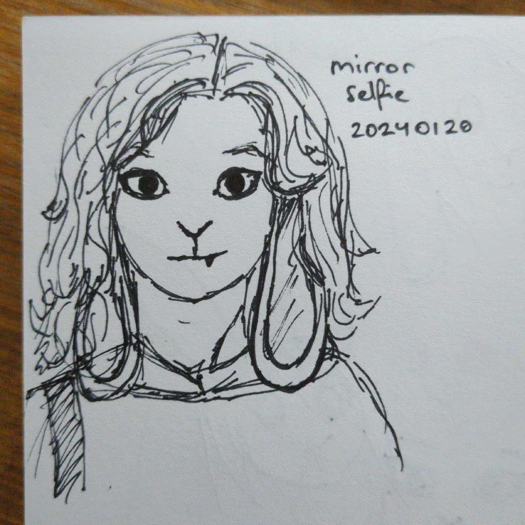 line art of a girl with rabbit ears