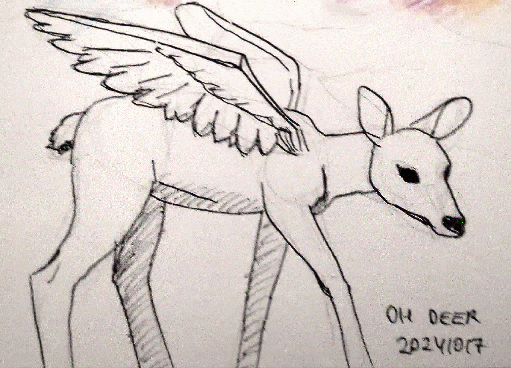 a deer with angel wings